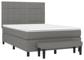 ΚΡΕΒΑΤΙ BOXSPRING ΜΕ ΣΤΡΩΜΑ ΣΚΟΥΡΟ ΓΚΡΙ 140X190 ΕΚ. ΥΦΑΣΜΑΤΙΝΟ 3136590