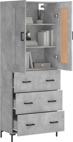 vidaXL Ντουλάπι Γκρι Σκυροδέματος 69,5x34x180 εκ. Επεξεργασμένο Ξύλο