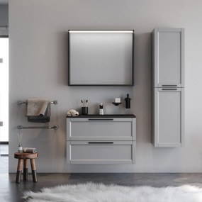 Martin Laguna 80 Grey  MDF - Πάγκος με Νιπτήρα &amp; Καθρέπτη