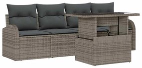 vidaXL Σετ Καναπέ Κήπου 5 pcs Γκρι 100 x 55 x 73 εκ. Πολυ ράταν