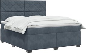 vidaXL Κρεβάτι box spring με στρώμα Σκούρο Γκρι 140 x 200 cm Βελούδο