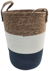 Καλάθι 00.06.61223 Φυσικό 30x42-54cm Ψάθινο White-Blue Ψάθα