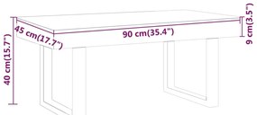 vidaXL Τραπεζάκι Σαλονιού Γκρι/Μαύρο 90x45x40 εκ. από MDF/Σίδερο