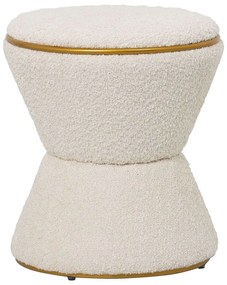 Σκαμπό Στρογγυλό Linner HM9604.16 Φ38,5x43cm Με Μπουκλέ Ύφασμα Ecru-Gold Ύφασμα