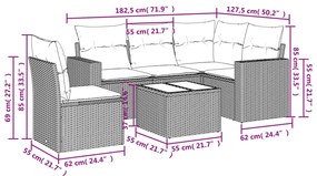 vidaXL Σαλόνι Κήπου Σετ 6 Τεμαχίων Καφέ Συνθετικό Ρατάν με Μαξιλάρια