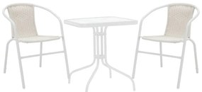 Σετ κήπου - Τραπεζαρία Watson - Obbi μέταλλο - γυαλί λευκό 70x70x70 εκ. 70x70x70 εκ.