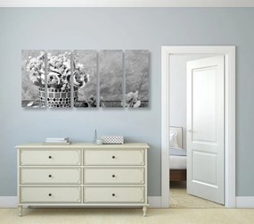 Εικόνα 5 μερών γαρύφαλλου σε γλάστρα με μωσαϊκό σε ασπρόμαυρο - 100x50