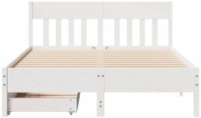 vidaXL Σκελετός Κρεβ. Χωρίς Στρώμα Λευκό 135x190 εκ Μασίφ Πεύκο