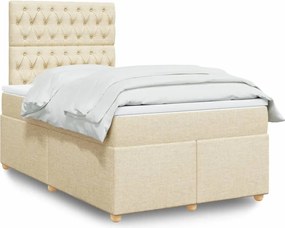 vidaXL Κρεβάτι Boxspring με Στρώμα Κρεμ 120x200 εκ. Υφασμάτινο