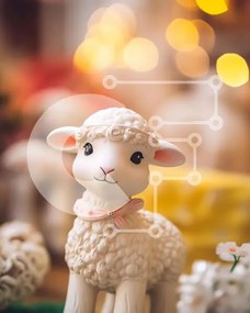 Intra Συλλεκτικό Ξύλινο Παζλ Plywood 4mm - Μικρό άσπρο πρόβατο ειδώλιο σε ανθοσυνθέσεις Σε Ξύλινο Κουτί - Διαστάσεις: 10x10 cm – 25 κομμάτια