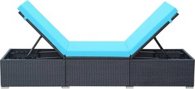 vidaXL Ξαπλώστρα Μαύρη από Συνθετικό Ρατάν με Μαξιλάρι
