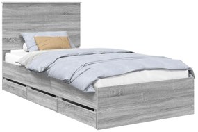 vidaXL Σκελετός Κρεβατιού Γκρίζο Σονομα 100 x 200 cm Μηχανήματος Ξύλο