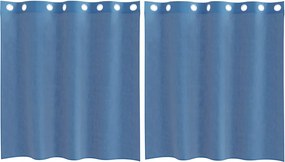 vidaXL Voile κουρτίνες με ροδέλες 2 τεμάχια Μπλε Ρουά