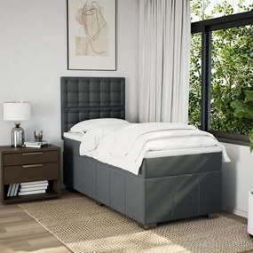 vidaXL Κρεβάτι Boxspring με Στρώμα Σκούρο Γκρι 90x200 εκ. Υφασμάτινο