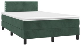 vidaXL Κρεβάτι Boxspring με Στρώμα Σκούρο Πράσινο 120x190εκ. Βελούδινο