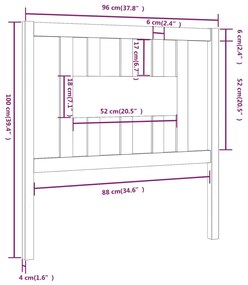 vidaXL Κεφαλάρι Μαύρο 96 x 4 x 100 εκ. από Μασίφ Ξύλο Πεύκου