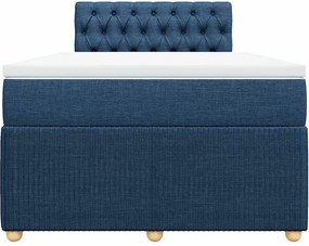 vidaXL Κρεβάτι Boxspring με Στρώμα Μπλε 120x200 εκ. Υφασμάτινο