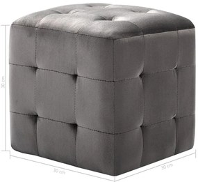 vidaXL Σκαμπό Πουφ 2 τεμ. Γκρι 30 x 30 x 30 εκ. από Βελούδινο Ύφασμα