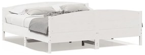 Πλαίσιο Κρεβατιού με Κεφαλάρι Λευκό 200x200 εκ. από Μασίφ Πεύκο - Λευκό