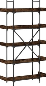 vidaXL Βιβλιοθήκη 5 Επιπέδων Καπνιστή Δρυς 100x33x180,5 εκ. Επεξ. Ξύλο