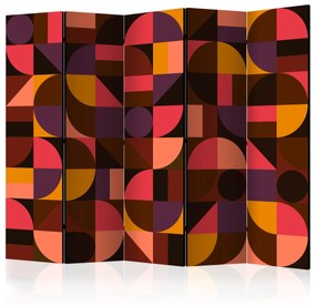 Διαχωριστικό με 5 τμήματα - Geometric Mosaic (Red) II [Room Dividers]