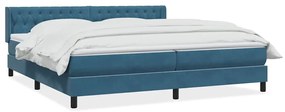 vidaXL Κρεβάτι Boxspring με Στρώμα Σκούρο Μπλε 180x210 εκ. Βελούδινο