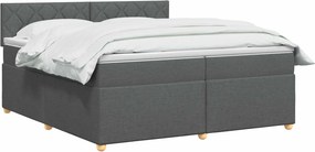 vidaXL Κρεβάτι box spring με στρώμα Σκούρο Γκρι 200 x 200 cm Ύφασμα