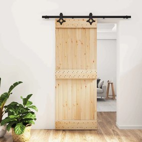 vidaXL Συρόμενη Πόρτα Φυσικό και Μαύρο 80 x 210 cm