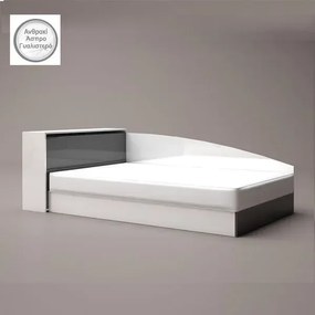 Κρεβάτι ημίδιπλο Summer με αποθηκευτικό χώρο 124x75x221cm &amp; στρώμα 120x190cm Άσπρο Γυαλιστερό+Ανθρακί Γυαλιστερό -GRA225