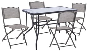 OUTDOOR DINING SET 5PCS MAG  METAL TABLE ΑΔΑΜ  &amp; 4 FOLDABLE CHAIRS-DARK GREY