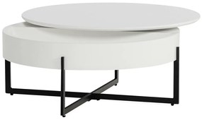 Πολυμορφικό τραπέζι σαλονιού Charleston 257, Ματ άσπρο, Μαύρο ματ, 37cm, 19 kg, Ινοσανίδες μέσης πυκνότητας, Στρόγγυλος | Epipla1.gr