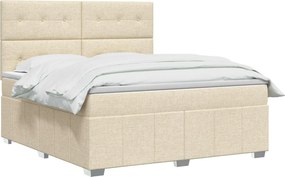 vidaXL Κρεβάτι box spring με στρώμα Κρεμ 140 x 200 cm Ύφασμα