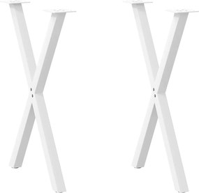 vidaXL Πόδια Τραπεζαρίας σε Σχήμα Χ, 2 τεμ. Λευκά 50x(72-73) εκ. Ατσάλι