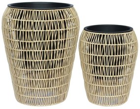 ΣΕΤ ΚΑΣΠΩ 2 ΤΕΜΑΧΙΑ POLY RATTAN Fylliana FL21897 ΦΥΣΙΚΟ ΧΡΩΜΑ 39x50εκ & 30x39εκ.