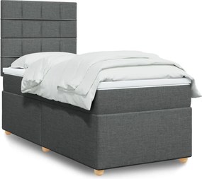 vidaXL Κρεβάτι Boxspring με Στρώμα Σκούρο Γκρι 90x200 εκ. Υφασμάτινο