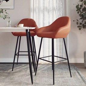 vidaXL Σκαμπό Μπαρ 2 τεμ. Ανοιχτό Καφέ από Συνθετικό Δέρμα