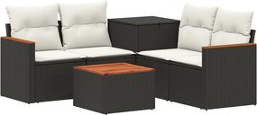 vidaXL Σετ Καναπέ 6 τμχ. Μαύρο και Κρεμ Λευκό 55 x 55 x 37 εκ