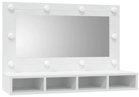 vidaXL Έπιπλο Καθρέπτη με LED Λευκό 90x31,5x62 εκ.