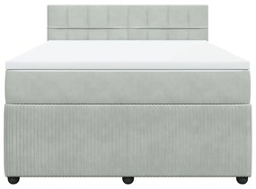 vidaXL Κρεβάτι Boxspring με Στρώμα Ανοιχτό Γκρι 140x190 εκ. Βελούδινο