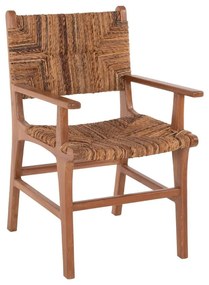 Πολυθρόνα Τραπεζαρίας HM9400.01 54x58x86,5cm Από Ξύλο Teak Ψάθα Walnut Wood, Mat