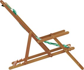 vidaXL Σεζλόνγκ Πτυσσόμενη Σχέδιο Φύλλων Μασίφ Ξύλο Ευκαλύπτου/Ύφασμα