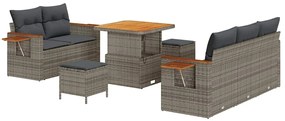 vidaXL Σετ Καναπέ Κήπου με μαξιλάρι 8 pcs Γκρι 80 x 80 x 71 cm