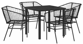 vidaXL Σέτ φαγητού για κήπο 5 pcs Μαύρο συνθετικό ρατάν