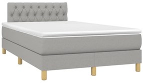 vidaXL Κρεβάτι Boxspring με Στρώμα &amp; LED Αν.Γκρι 120x190εκ. Υφασμάτινο