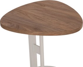 ΒΟΗΘΗΤΙΚΟ ΤΡΑΠΕΖΙ ΟΒΑΛ ALPER HM18328 MDF SONAMA--ΜΕΤΑΛΛΟ ΛΕΥΚΟ 50x50x51Υεκ.