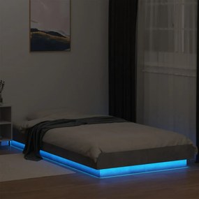 vidaXL Πλαίσιο Κρεβατιού με LED Γκρι Σκυρ. 90 x 190 εκ. Επεξεργ. Ξύλο
