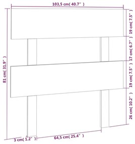 vidaXL Κεφαλάρι Κρεβατιού Γκρι 103,5x3x81 εκ. από Μασίφ Ξύλο Πεύκου