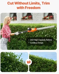 VEVOR Extendable Cordless Electric Hedge Trimmer 20V 1200RMP with 20in Blade