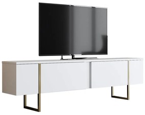 Έπιπλο τηλεόρασης PWF-0626 pakoworld χρώμα λευκό-χρυσό 180x30x50εκ