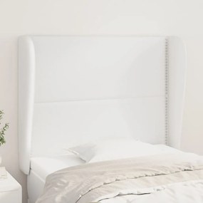 Κεφαλάρι με Πτερύγια Λευκό 93x23x118/128 εκ. Συνθετικό Δέρμα 3117895